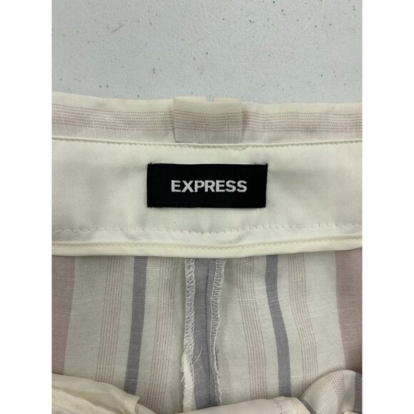 Express Pants Womens 16S/16C White Pink Gray Striped Ankle High RiseNWT - Picture 13 of 13